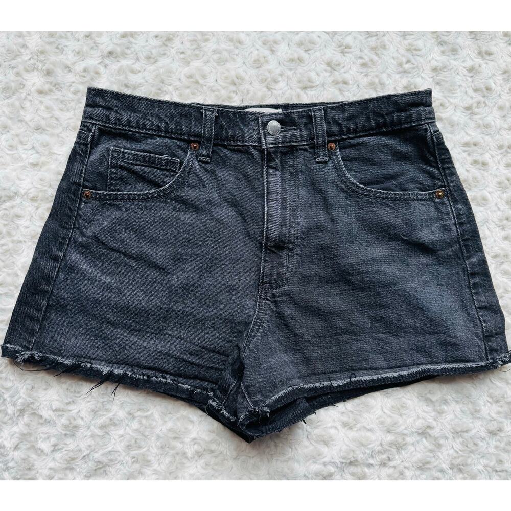 Universal Thread Womens 90s Cutoff Black Denim Hi Rise Cotton Jean Shorts W 30"
